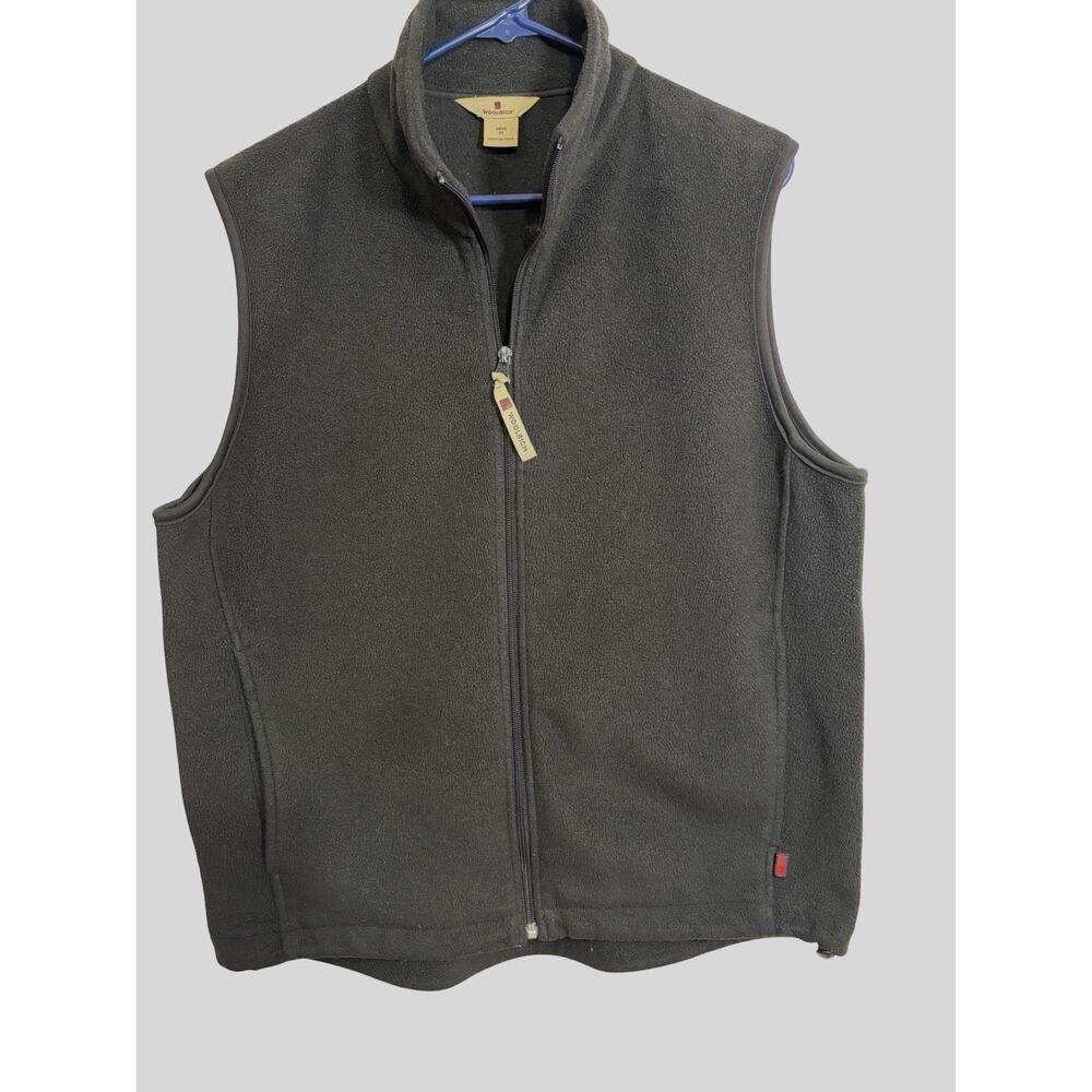 Woolrich Fleece Vest Full Zip Mock Neck Black Men's Medium Outdoor